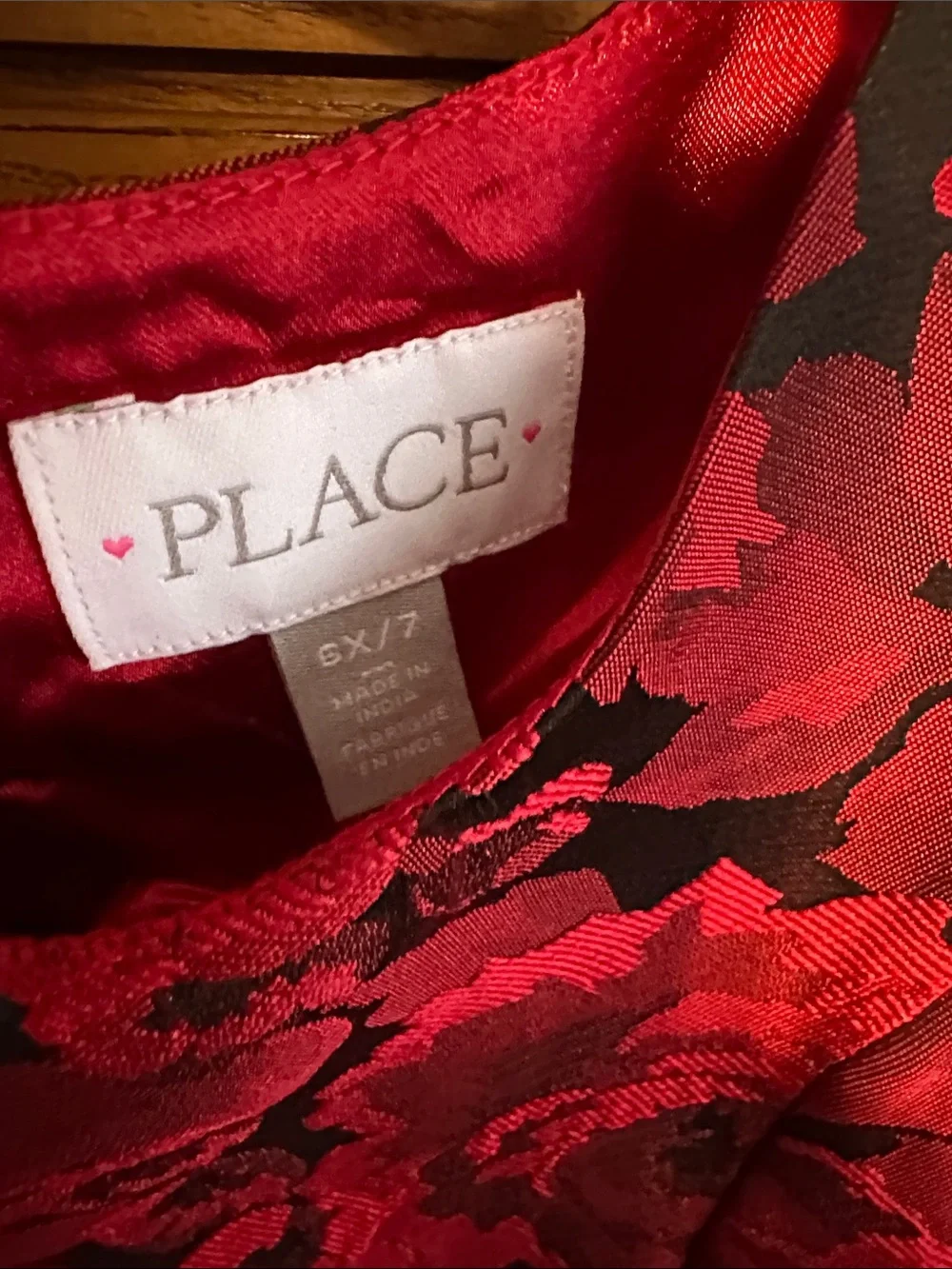 The Children's Place Red and Black Floral Jacquard Fit & Flare Dress